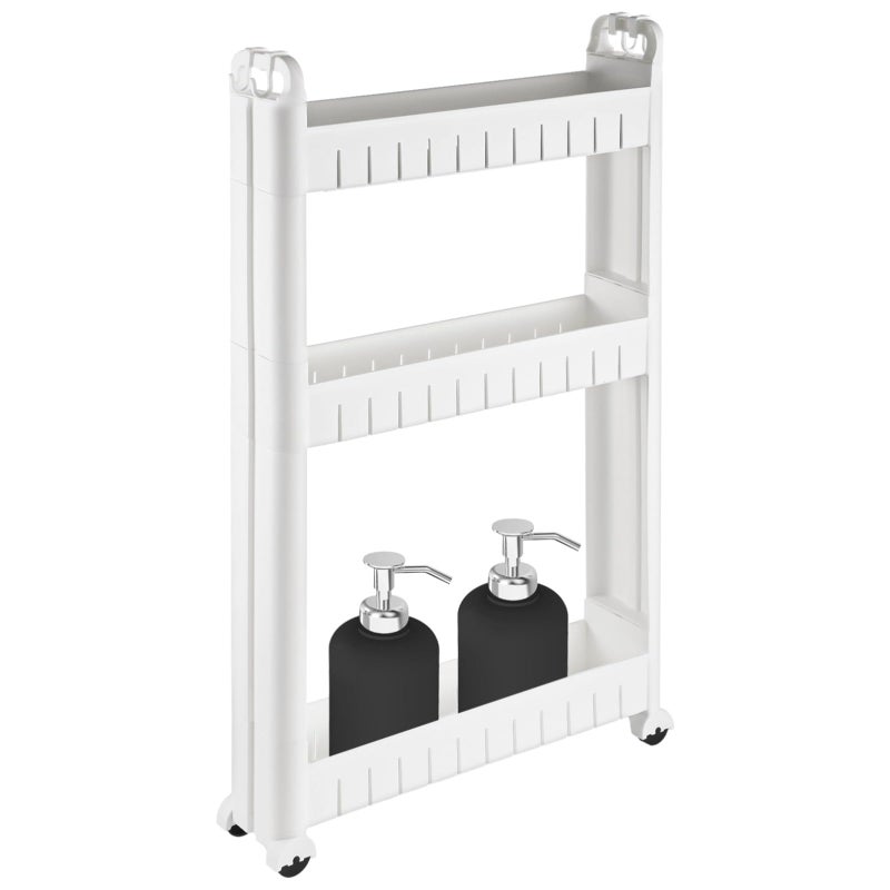 DORMIYA 3 Tiers Slim Rolling Storage Cart, 3.5 Inches Slim Slide Out Bathroom Organizer Cart, Tiered Storage Rack with Wheels, Narrow Mobile Utility Cart for Laundry Room, Kitchen, Office, Sturdy Room - Image 1