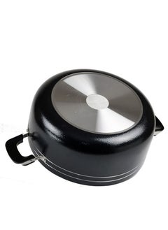 KAWASHI Aluminium Dutch Oven Cooking  With Glass Lid Black/Sliver 22CM  - Image 3