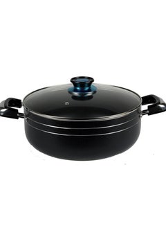 KAWASHI Aluminium Dutch Oven Cooking  With Glass Lid Black/Sliver 22CM  - Image 1