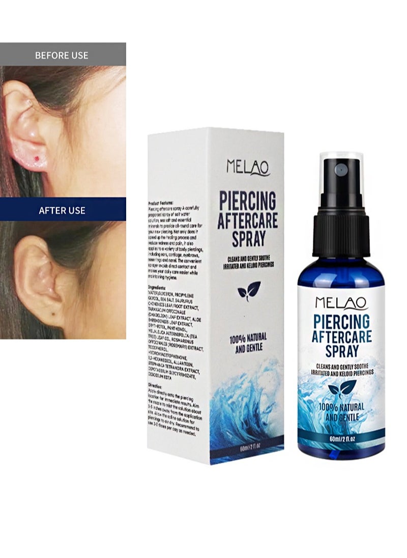 MELAO - Piercing Aftercare Spray，Piercing Bump Solution，Keloid Shrinking for Ear，Belly， Nose，Piercing Aftercare，  All Natural and Gentle Ingredients （60ml） - Image 1