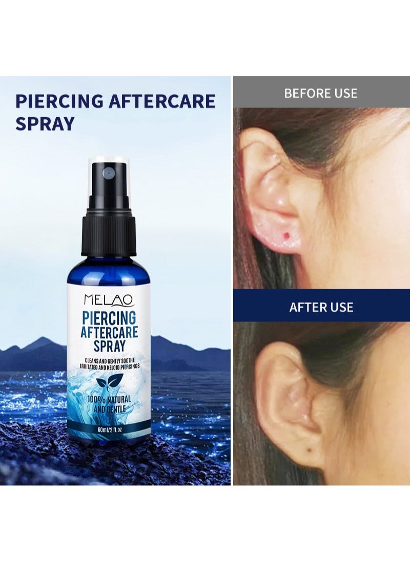 MELAO - Piercing Aftercare Spray，Piercing Bump Solution，Keloid Shrinking for Ear，Belly， Nose，Piercing Aftercare，  All Natural and Gentle Ingredients （60ml） - Image 1