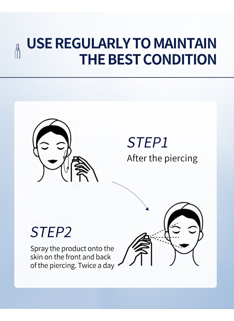 MELAO - Piercing Aftercare Spray，Piercing Bump Solution，Keloid Shrinking for Ear，Belly， Nose，Piercing Aftercare，  All Natural and Gentle Ingredients （60ml） - Image 1
