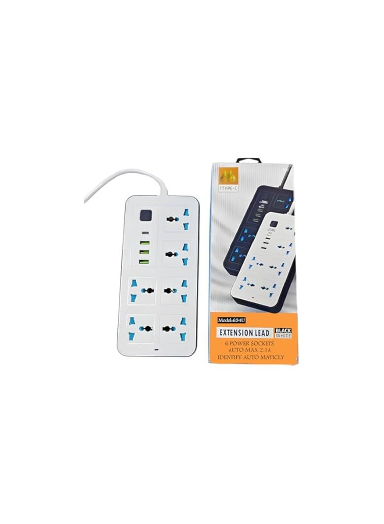 ELMAGHRABY Power strip with 6 sockets and 3 USB ports rundum color - Image 1