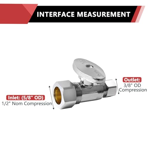 EFIELD 20Pack EFIELD Straight Stop Valve 12 Nominal 58 OD Compression x 38 OD 14Turn Chrome Plated BrassVALVE12220PCS - Image 3