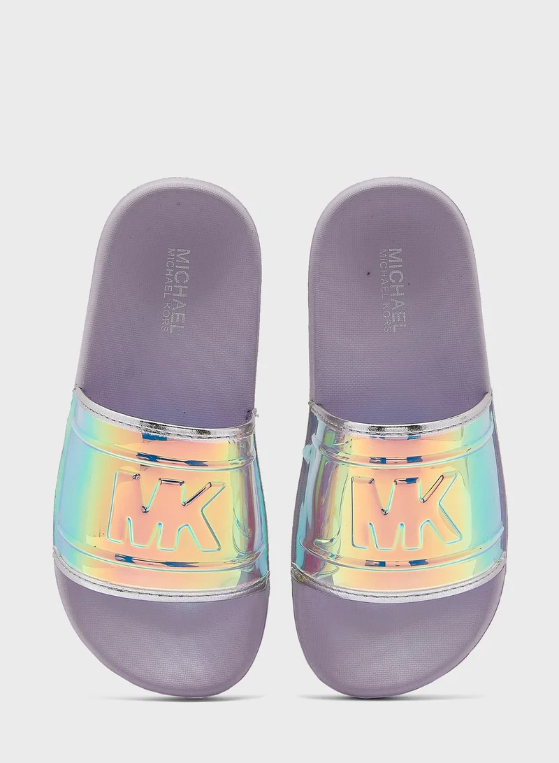 Michael Kors Youth Jett Iridescent Slides