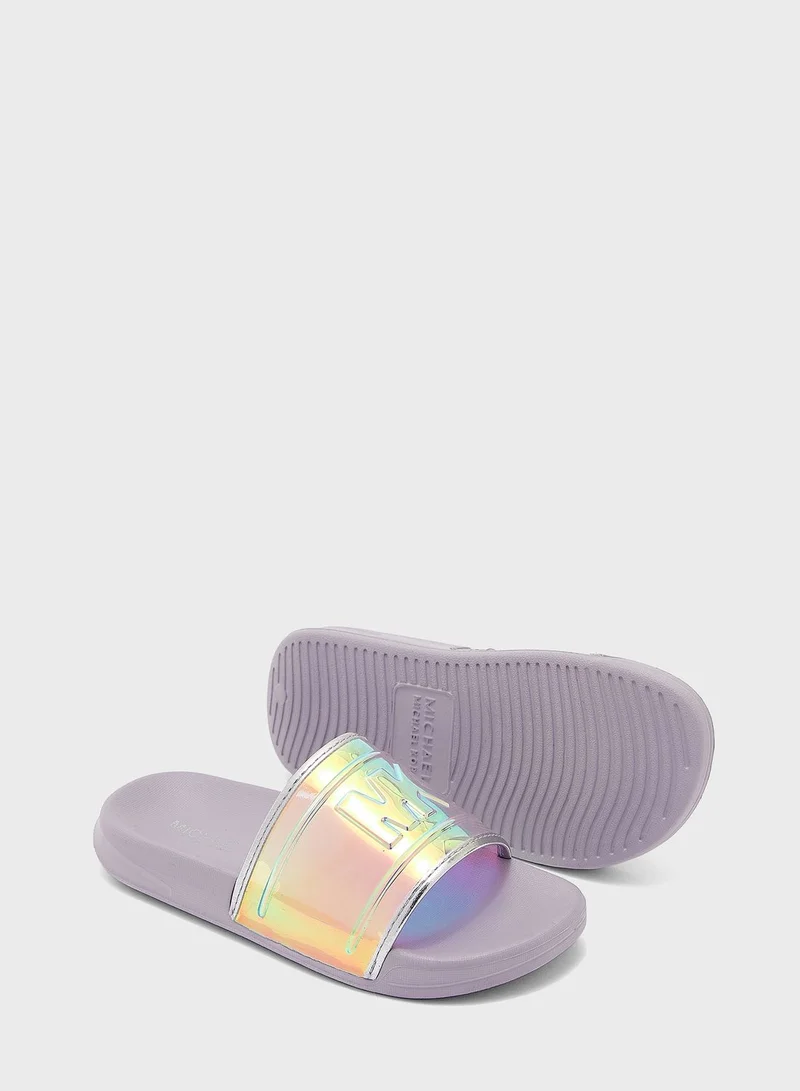 Michael Kors Youth Jett Iridescent Slides
