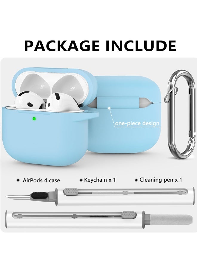 جراب AirPods 4 إصدار 2024 مع طقم تنظيف، غطاء حماية من السيليكون الناعم لسماعات Apple AirPods من الجيل الرابع، مناسب للرجال والنساء، ملحقات جراب AirPods 4 مع سلسلة مفاتيح. - Image 3