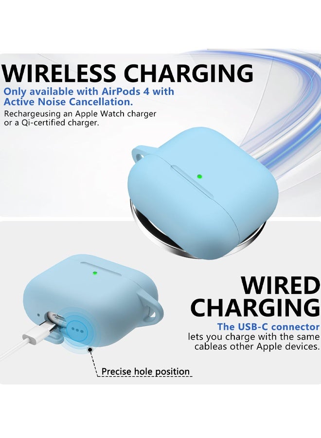 جراب AirPods 4 إصدار 2024 مع طقم تنظيف، غطاء حماية من السيليكون الناعم لسماعات Apple AirPods من الجيل الرابع، مناسب للرجال والنساء، ملحقات جراب AirPods 4 مع سلسلة مفاتيح. - Image 4
