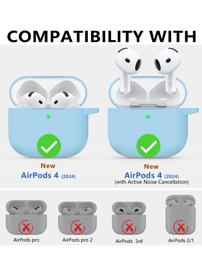 جراب AirPods 4 إصدار 2024 مع طقم تنظيف، غطاء حماية من السيليكون الناعم لسماعات Apple AirPods من الجيل الرابع، مناسب للرجال والنساء، ملحقات جراب AirPods 4 مع سلسلة مفاتيح. - Image 2