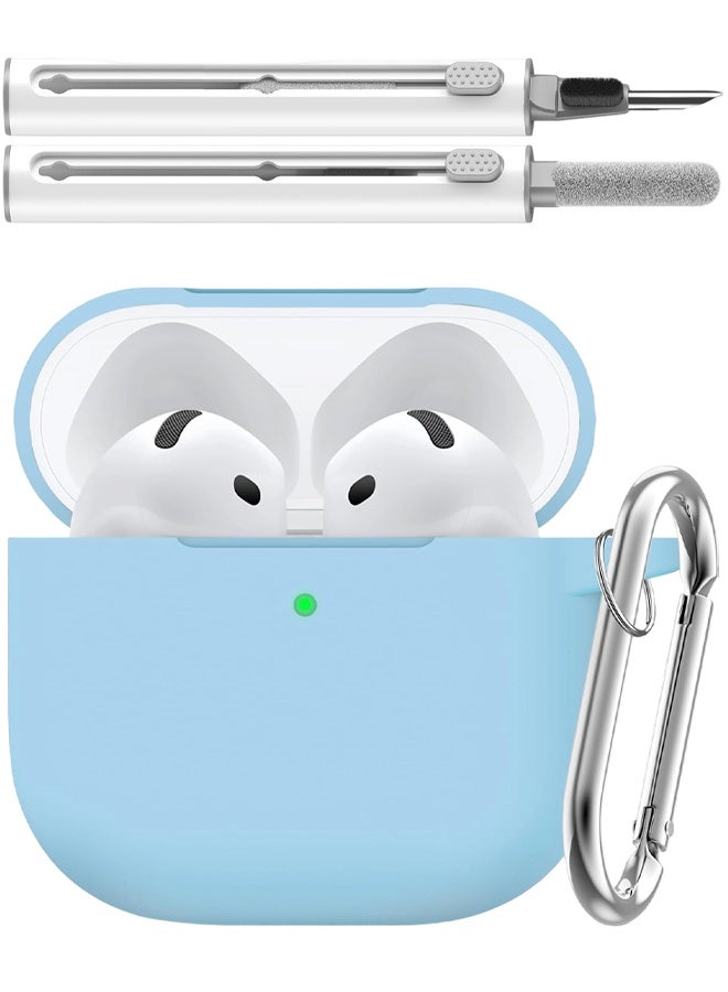 جراب AirPods 4 إصدار 2024 مع طقم تنظيف، غطاء حماية من السيليكون الناعم لسماعات Apple AirPods من الجيل الرابع، مناسب للرجال والنساء، ملحقات جراب AirPods 4 مع سلسلة مفاتيح. - Image 1