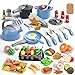 Zero Zoo 105Pcs Kids Kitchen Toy Accessories Toddler Pretend BBQ Camping Cooking Playset Play Pots Pans Utensils Cookware Toys Play Food Set Vegetables Learning Gift for Girls Boys - Image 4