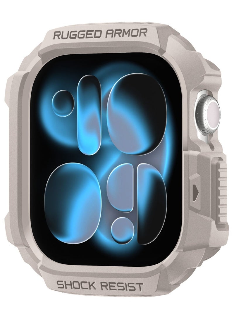 Spigen Rugged Armor 2 Apple Watch Series 11/10 (42mm) Case Cover Durable Protective TPU Flexible Shock Proof Mil Grade Bumper - Dune Beige - Image 1