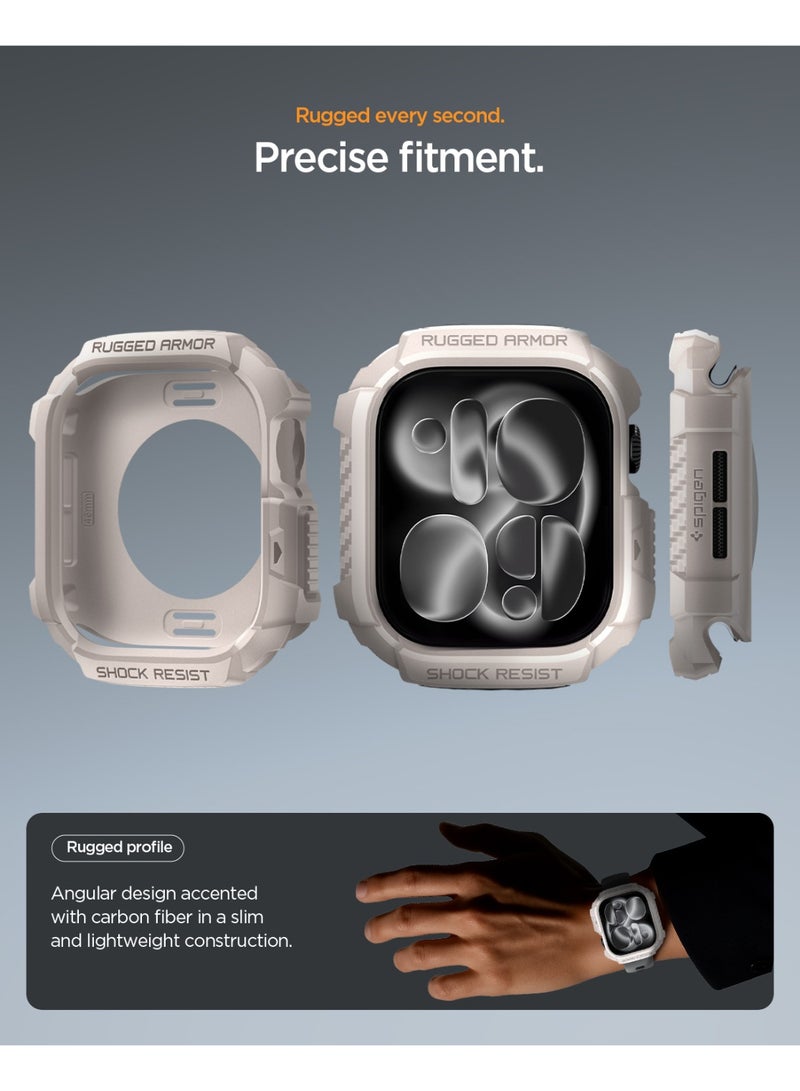 Spigen Rugged Armor 2 Apple Watch Series 11/10 (42mm) Case Cover Durable Protective TPU Flexible Shock Proof Mil Grade Bumper - Dune Beige - Image 4