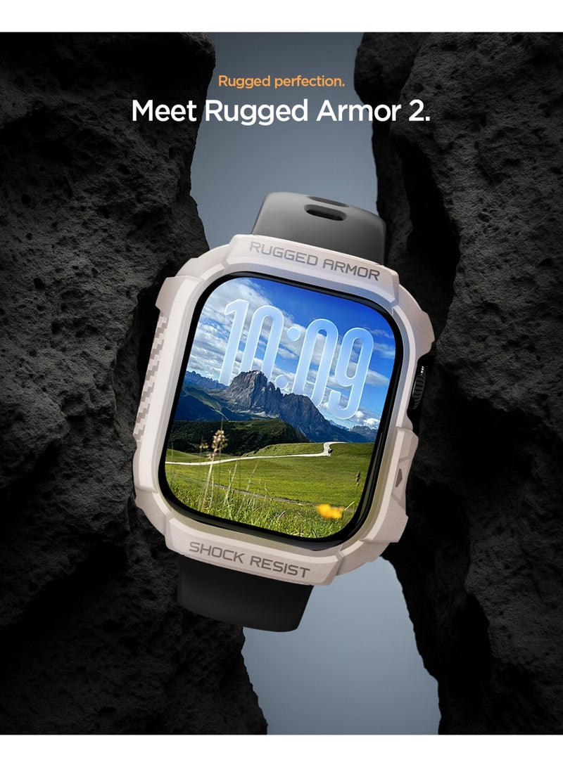 Spigen Rugged Armor 2 Apple Watch Series 11/10 (42mm) Case Cover Durable Protective TPU Flexible Shock Proof Mil Grade Bumper - Dune Beige - Image 3