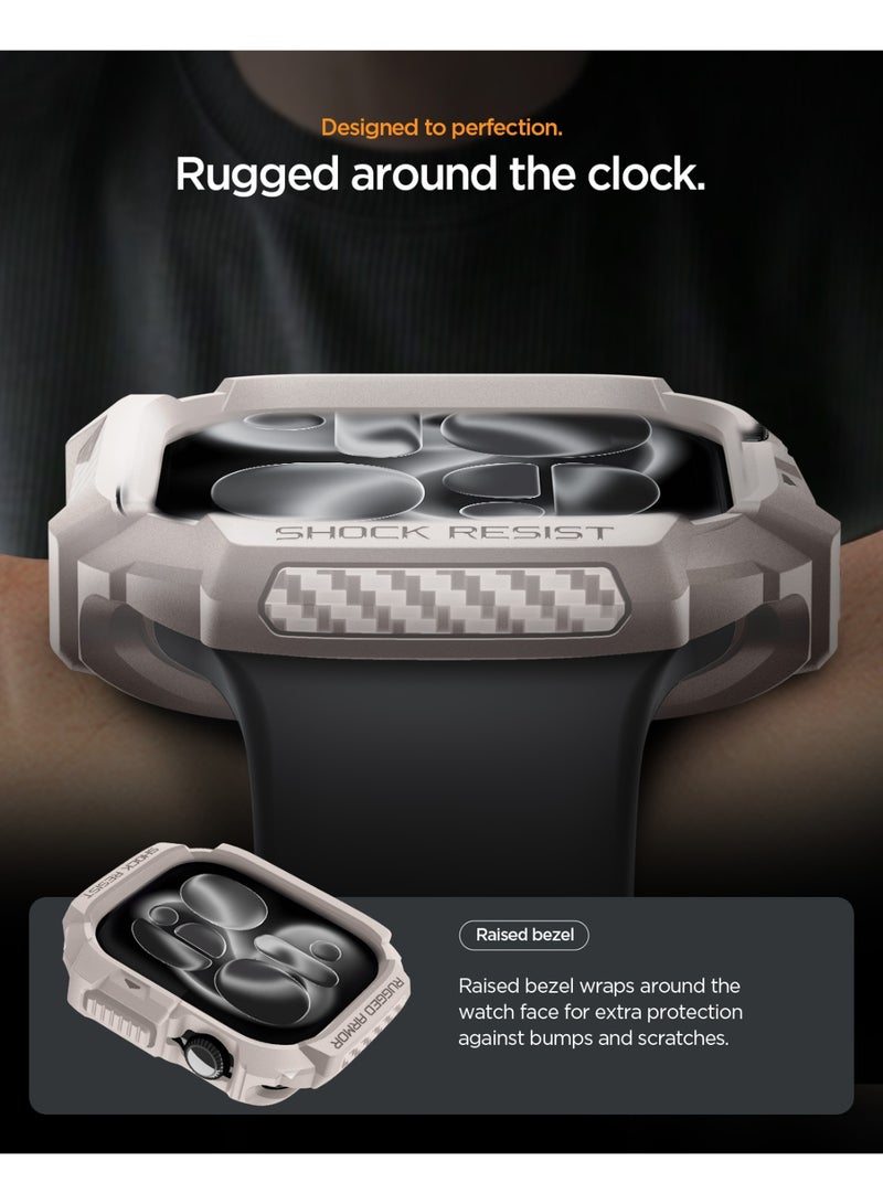 Spigen Rugged Armor 2 Apple Watch Series 11/10 (42mm) Case Cover Durable Protective TPU Flexible Shock Proof Mil Grade Bumper - Dune Beige - Image 5