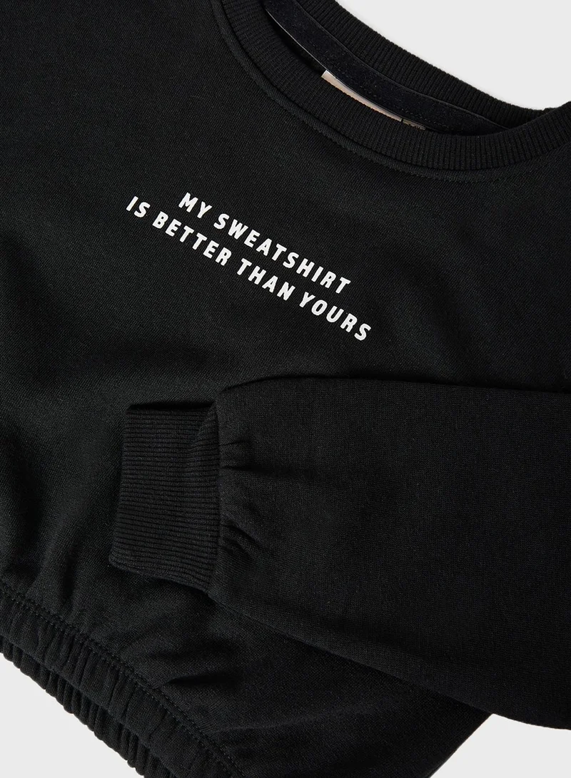 ONLY Infant Contrast Text Sweatshirt