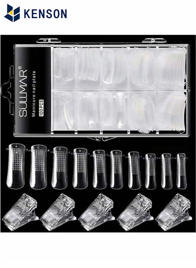 كِينْسُون Poly Gel Quick Building Nail Tips Clip, with 100 Pcs Nail Moulds for Quick Building Polygel Nail Extension Set Extension Clip Clamp Extension UV LED Builder DIY Manicure 10 Pcs - Image 1