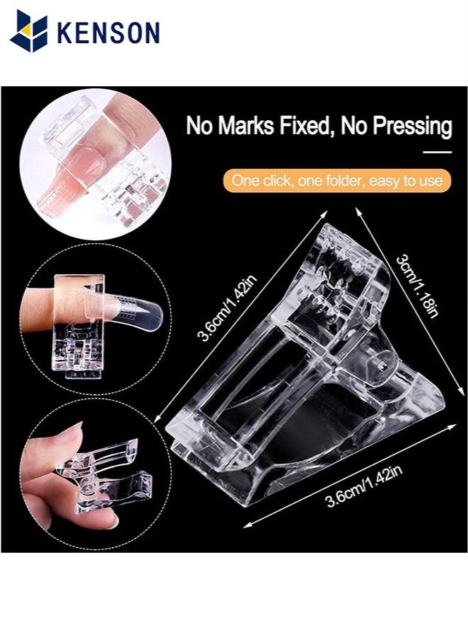 كِينْسُون Poly Gel Quick Building Nail Tips Clip, with 100 Pcs Nail Moulds for Quick Building Polygel Nail Extension Set Extension Clip Clamp Extension UV LED Builder DIY Manicure 10 Pcs - Image 3