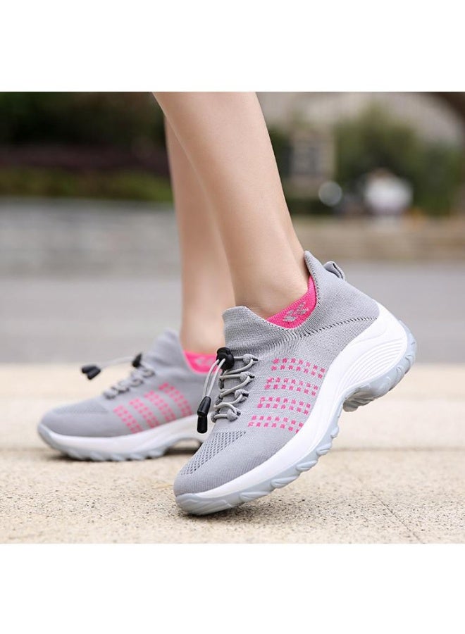 NIBEMINENT Women Walking Trainers Fashion Fly Weaving Sock Sneakers Breathe Comfort Nursing Shoes Casual Platform Loafers Non-Slip  - Image 2
