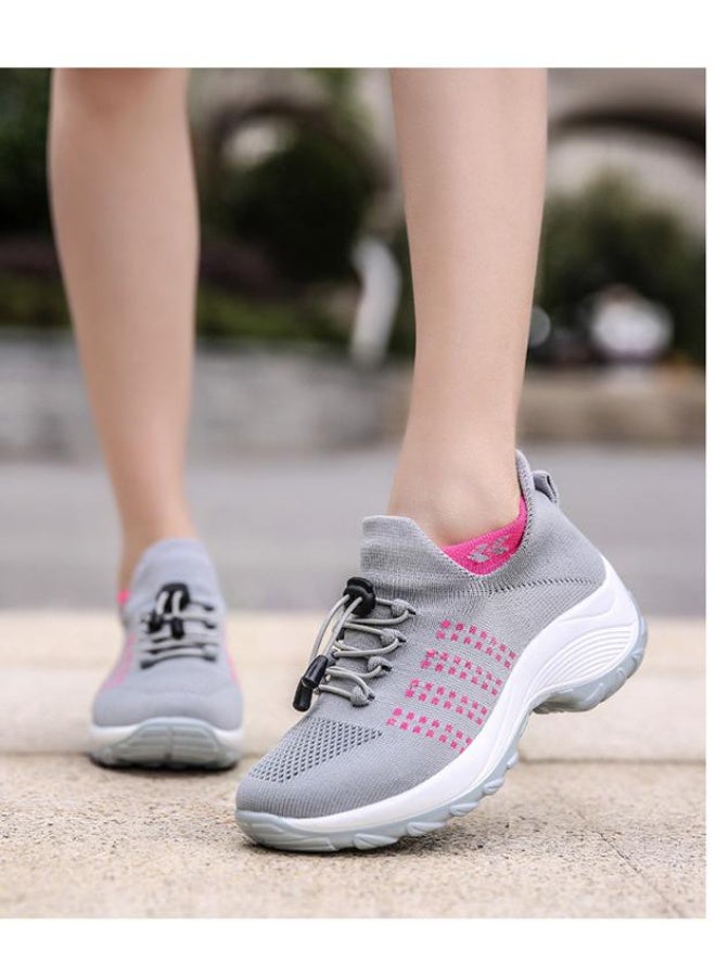 NIBEMINENT Women Walking Trainers Fashion Fly Weaving Sock Sneakers Breathe Comfort Nursing Shoes Casual Platform Loafers Non-Slip  - Image 3