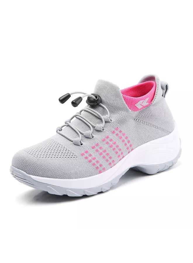 NIBEMINENT Women Walking Trainers Fashion Fly Weaving Sock Sneakers Breathe Comfort Nursing Shoes Casual Platform Loafers Non-Slip  - Image 1