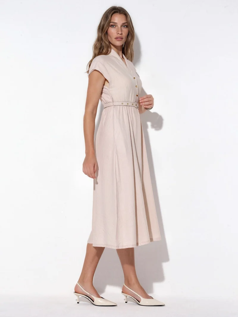 بوسيم BUSEM Textured Belted Maxi Dress