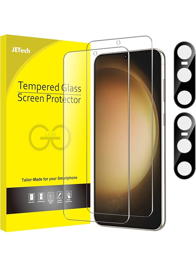 Jetech Screen Protector For Samsung Galaxy S23 5G 6.1 Inch With Camera Lens Protector Tempered Glass Film Fingerprint ID Compatible Hd Clear 2 Pack Each - Image 1