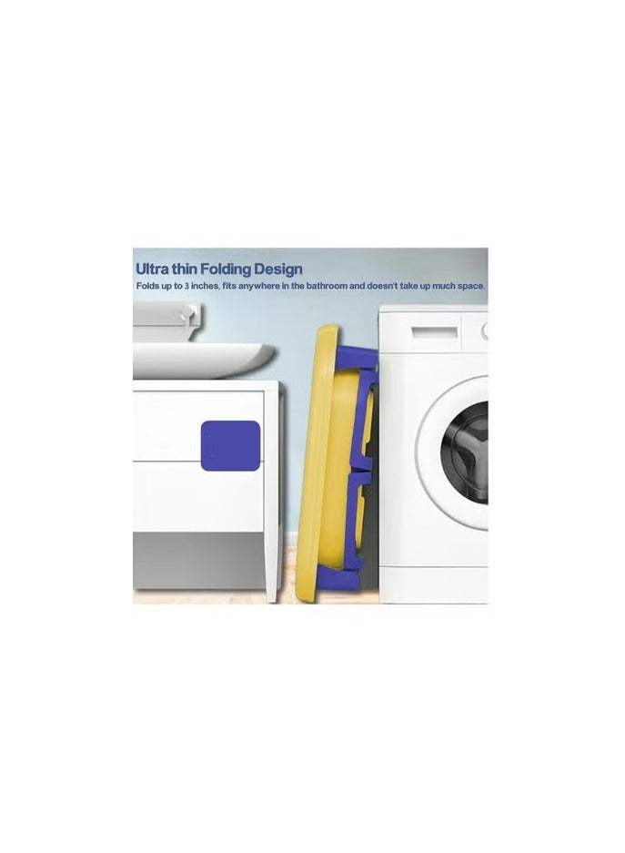 فول جوي حوض استحمام قابل للطي للأطفال مع قاعدة مضادة للانزلاق، وسدادة مياه تستشعر درجة الحرارة، وحوض استحمام قابل للتثبيت على الحائط للأطفال الصغار من عمر 0 ​​إلى سنتين، 76*54*42.5 سم - Image 3