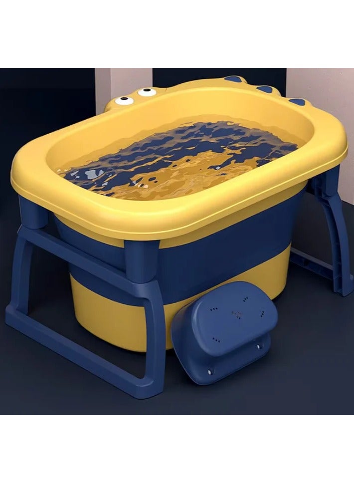 فول جوي حوض استحمام قابل للطي للأطفال مع قاعدة مضادة للانزلاق، وسدادة مياه تستشعر درجة الحرارة، وحوض استحمام قابل للتثبيت على الحائط للأطفال الصغار من عمر 0 ​​إلى سنتين، 76*54*42.5 سم - Image 1