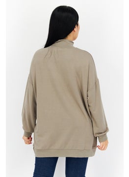 BB Dakota by Steve Madden Women Mock Neck Long Sleeve Solid Sweatshirt, Olive  - Image 4