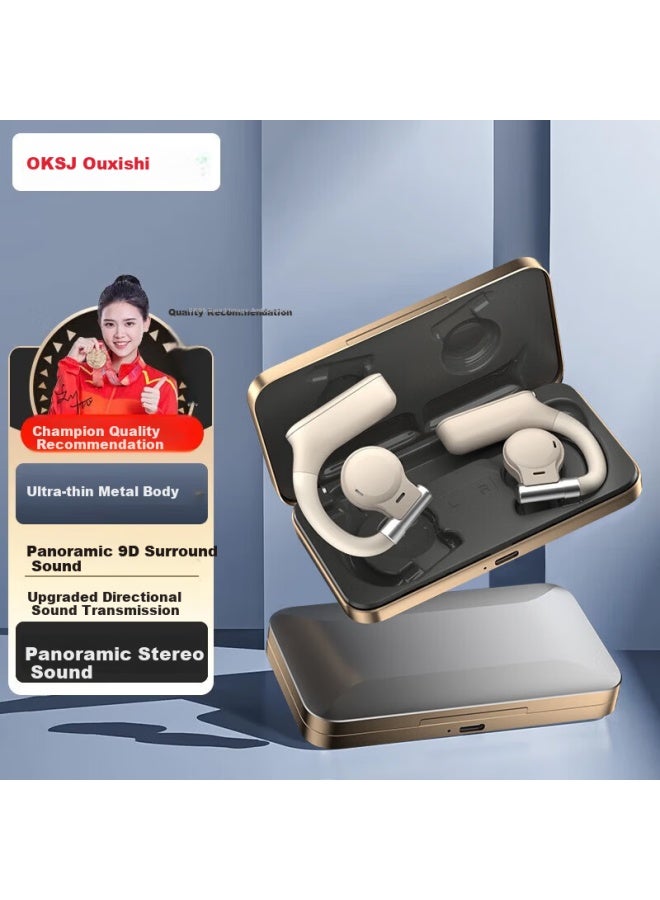 Oksj Metal Body Hanging Ear Bluetooth Earphones Bone Conduction Open-ear Wireless Clip-on Sports Business Noise-cancelling Huawei Directional Sound Transmission - Image 1