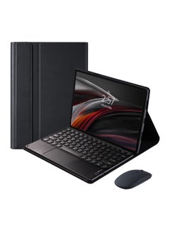 [3 in 1] Arabic and English Keyboard Case for Xiaomi Pad 6/6 Pro 11.0 inch Tablet with Mouse, Folio Keyboard Case Cover with Cute Round Key Wireless Detachable TouchPad Keyboard & Mouse, Black
