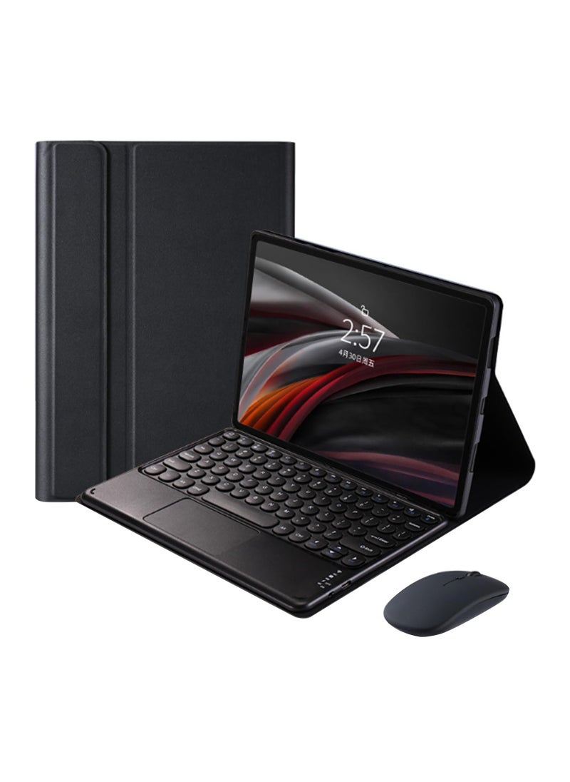 Aookay - [3 in 1] Arabic and English Keyboard Case for Xiaomi Pad 6/6 Pro 11.0 inch Tablet with Mouse, Folio Keyboard Case Cover with Cute Round Key Wireless Detachable TouchPad Keyboard & Mouse, Black - Image 1