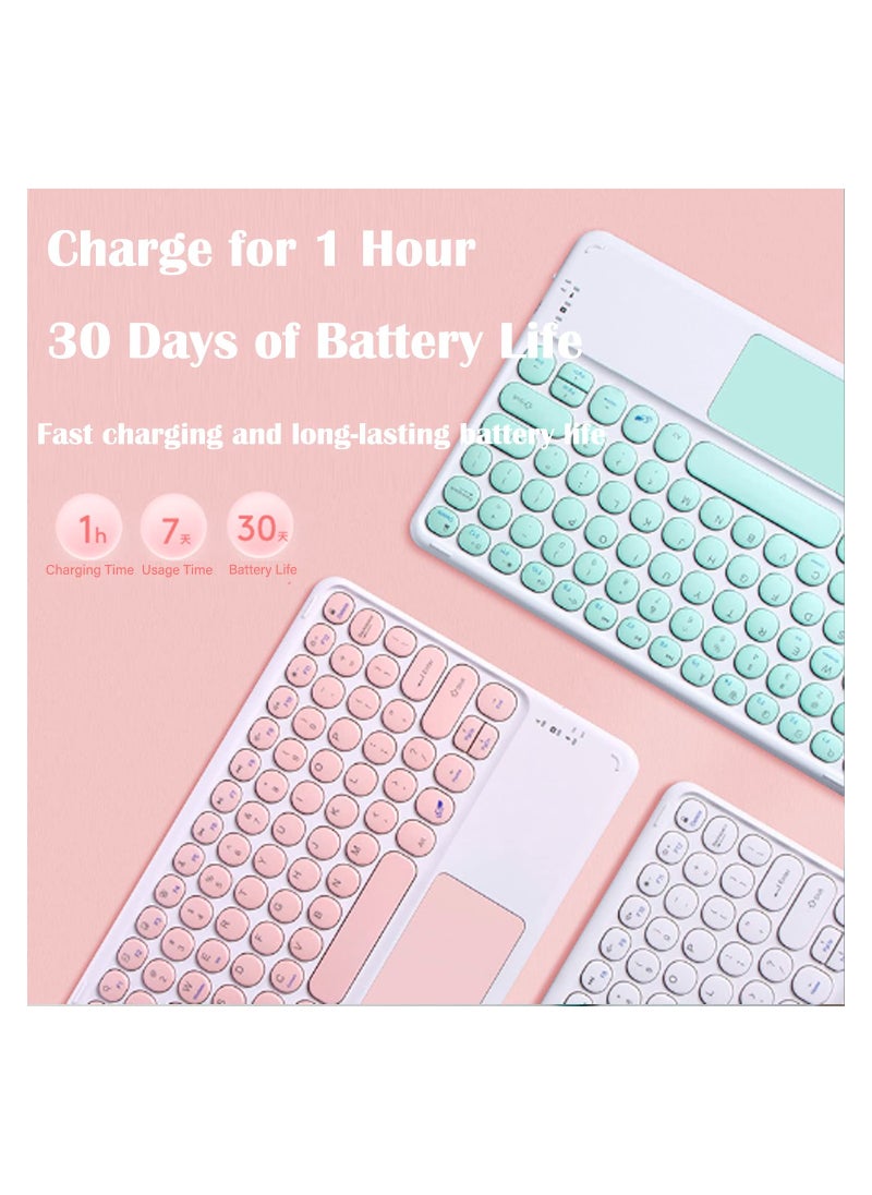 Aookay - [3 in 1] Arabic and English Keyboard Case for Xiaomi Pad 6/6 Pro 11.0 inch Tablet with Mouse, Folio Keyboard Case Cover with Cute Round Key Wireless Detachable TouchPad Keyboard & Mouse, Black - Image 1