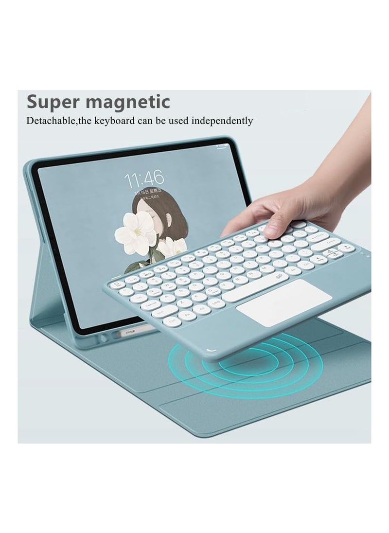 Aookay - [3 in 1] Arabic and English Keyboard Case for Xiaomi Pad 6/6 Pro 11.0 inch Tablet with Mouse, Folio Keyboard Case Cover with Cute Round Key Wireless Detachable TouchPad Keyboard & Mouse, Black - Image 1