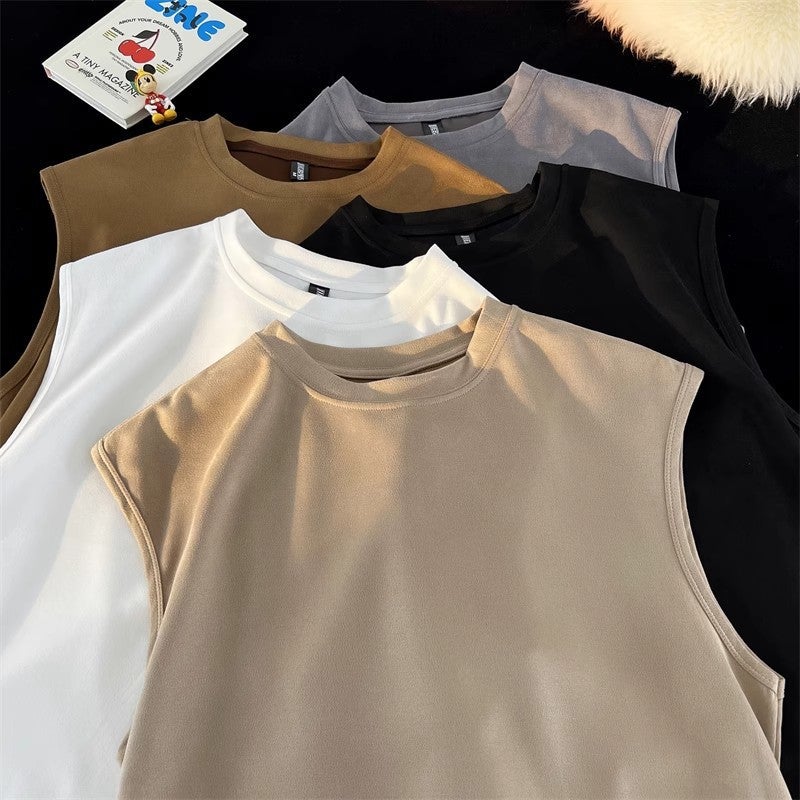 [Suede] American Heavyweight Sleeveless Vest Men'S Summer Handsome Trendy Brand Sports Fitness Vest T-Shirt - Image 3