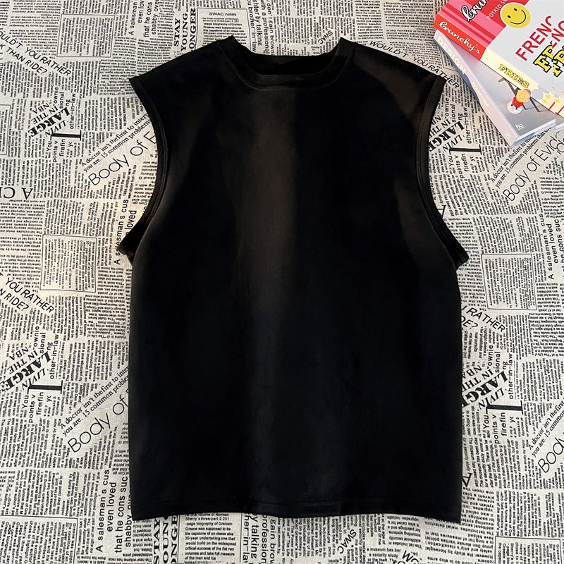 [Suede] American Heavyweight Sleeveless Vest Men'S Summer Handsome Trendy Brand Sports Fitness Vest T-Shirt - Image 4