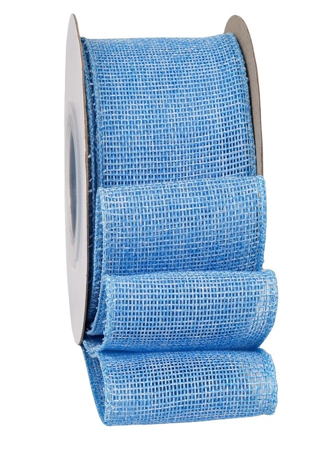 SDZMDL Light Blue Burlap Ribbon 2-1/2 Inch, Solid Ribbon with Wired Edge for Baby Showers Decoration, Easter Big Bow, Outdoor Wreath, Gift Wrapping, 10 Yards/Roll. - Image 1