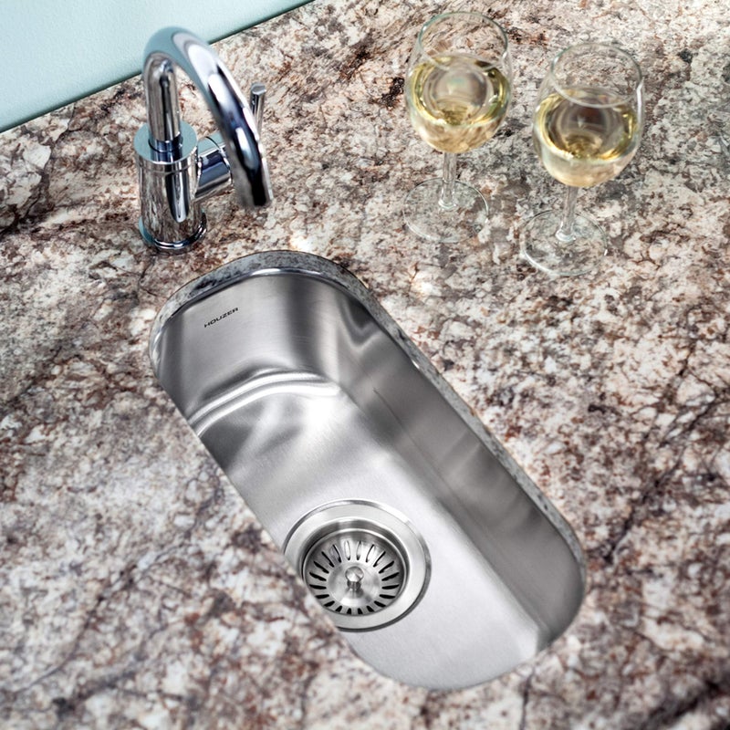 Houzer Club Stainless Steel Kitchen Bar & Prep Sink: 10 Inch Undermount Compact Oval Sink with Strainer, Durable & Versatile, Essential for Home & Apartment: CS-1105-1 - Image 3