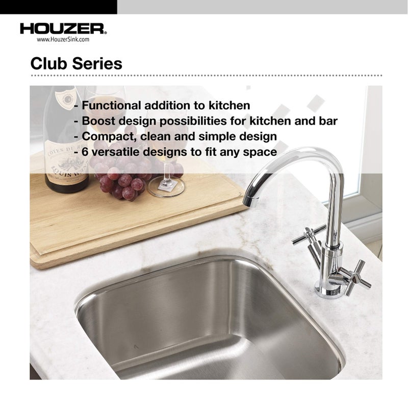 Houzer Club Stainless Steel Kitchen Bar & Prep Sink: 10 Inch Undermount Compact Oval Sink with Strainer, Durable & Versatile, Essential for Home & Apartment: CS-1105-1 - Image 5