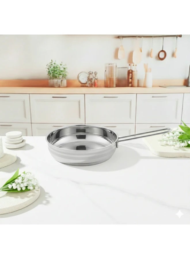 Julia Elite Stainless Steel Frypan 24cm - Silver - Stainless Steel Non-Stick - Induction Ready