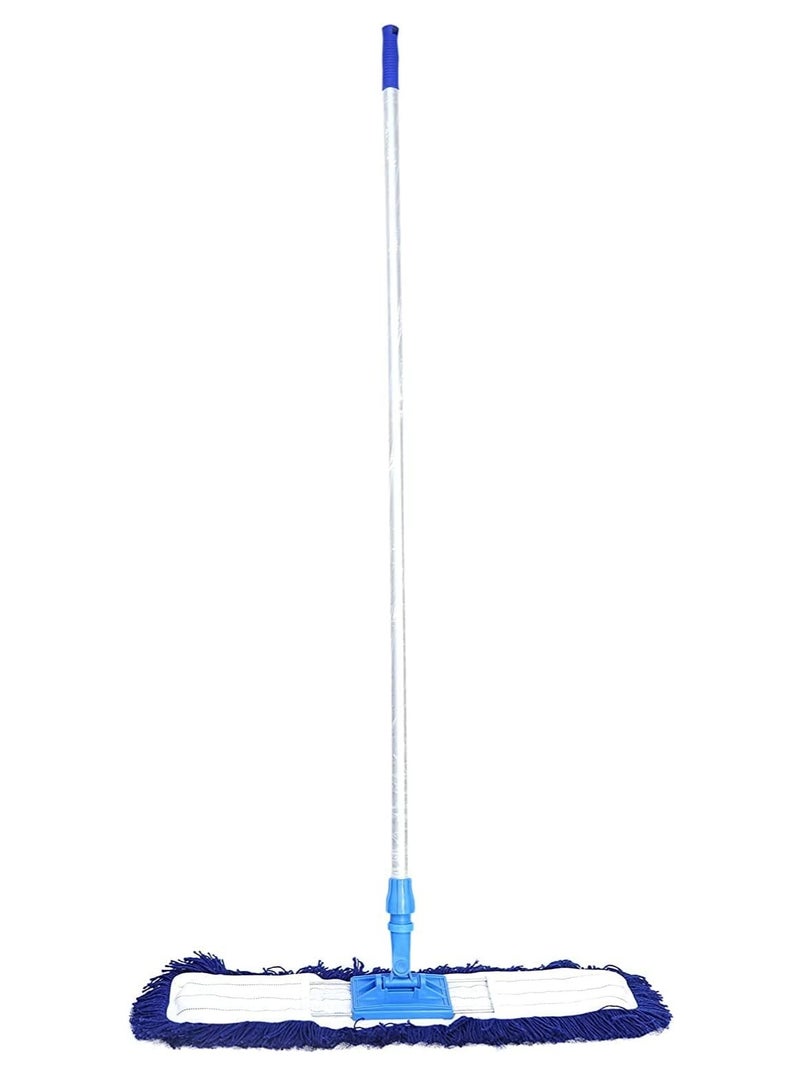 Dust Control Floor Cleaning Mop | Reusable Washable Cotton Flat Mop Head | Wet & Dry Functionality | Long Aluminum Handle | Swivel 360 Rotating Head | Suitable For All Hard Surfaces | 60 CM - Image 1