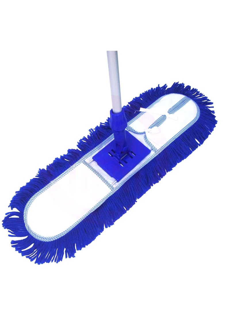 Dust Control Floor Cleaning Mop | Reusable Washable Cotton Flat Mop Head | Wet & Dry Functionality | Long Aluminum Handle | Swivel 360 Rotating Head | Suitable For All Hard Surfaces | 60 CM - Image 3