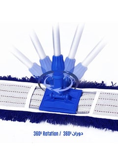 Generic Dust Control Floor Cleaning Mop | Reusable Washable Cotton Flat Mop Head | Wet & Dry Functionality | Long Aluminum Handle | Swivel 360 Rotating Head | Suitable For All Hard Surfaces | 60 CM  - Image 4