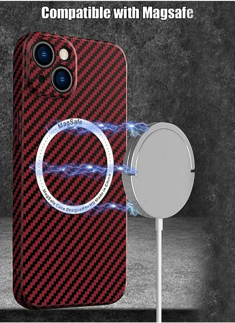 X-level IPhone 15 Plus Case Compatible With MagSafe Support Wireless Charging Ultra Thin Slim Shockproof Carbon Fiber Texture Plastic Hard Back Phone Accessories Cover Iphone 15 Plus  - Image 5