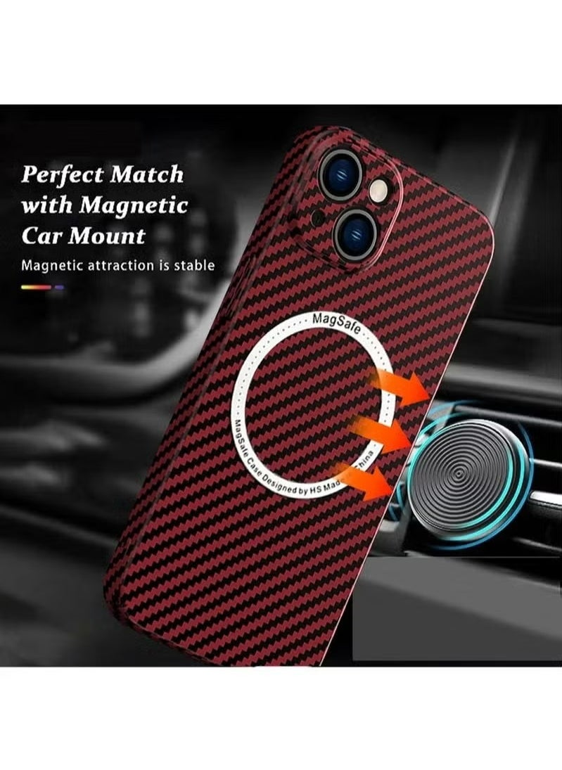 X-level IPhone 15 Plus Case Compatible With MagSafe Support Wireless Charging Ultra Thin Slim Shockproof Carbon Fiber Texture Plastic Hard Back Phone Accessories Cover Iphone 15 Plus  - Image 3