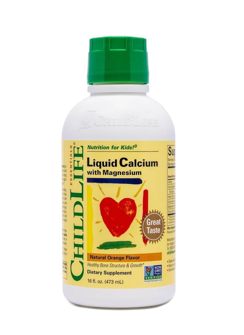 CHILDLIFE Liquid Calcium Magnesium Supplement - Supports Healthy Bone Growth for Children, Contains Calcium, Magnesium, Zinc, & Vitamin D3, All-Natural, Gluten Free & Non-GMO  - Image 1