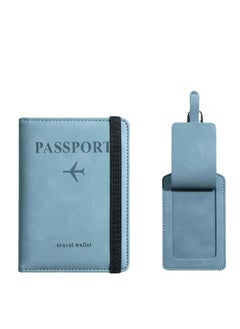 Showday Passport Wallets Travel Holder Set, Honeymoon travel Luggage Tags,Slim Passport Case Covers for Wedding Bridal Shower Gift Mr and Mrs Luggage Tags Couples Passport Holder Set (Blue)  - Image 1