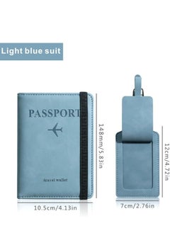 Showday Passport Wallets Travel Holder Set, Honeymoon travel Luggage Tags,Slim Passport Case Covers for Wedding Bridal Shower Gift Mr and Mrs Luggage Tags Couples Passport Holder Set (Blue)  - Image 2