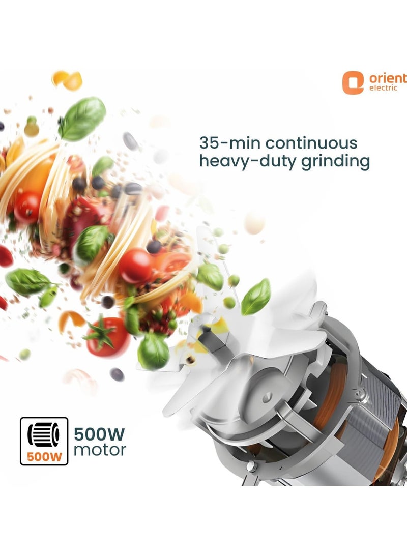 Orient Electric 500W mixer grinder | Kitchen Kraft 500 MGKK50B3 with 3 SS jars | Longer life balanced coil motor | ABS body | Uniform grinding | 5 years motor warranty - Image 4